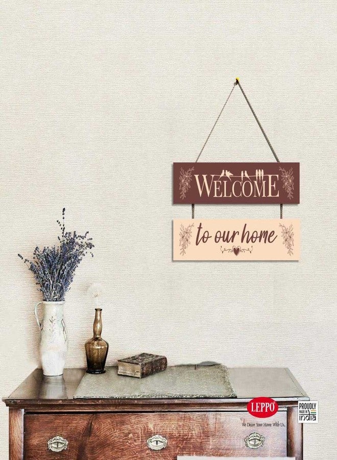LEPPO Welcome To Our Home Wooden Wall Hanging Board Plaque Sign for Living Room, Entrance Hall, Wall, Door, Room, Home Decoration Showpiece DL208 (7 X 10.5 inch) (Brown) - Image 3